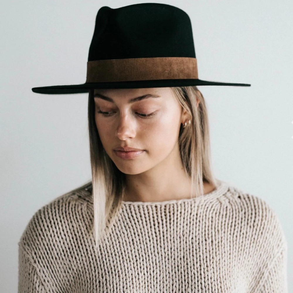 GIGI PIP Miller Fedora in black/brown size 61 XL NWT